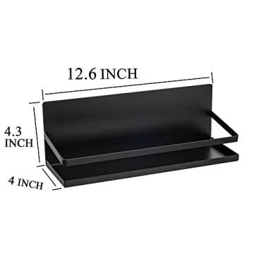 SlimmKISS Magnetic Spice Rack Holder Paper Towel Holder with Hook for Refrigerator Fridge Organizer for Kitchen, Space Saver Container for Kitchen/Apartment, Drill Free, Black，3 Packs