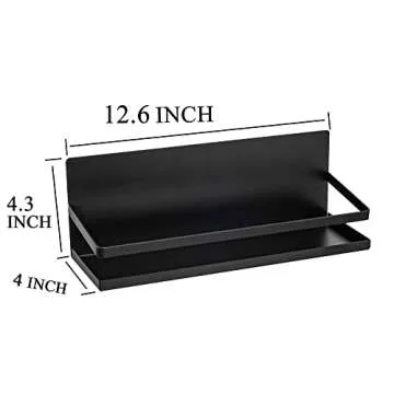 SlimmKISS Magnetic Spice Rack Holder Paper Towel Holder with Hook for Refrigerator Fridge Organizer for Kitchen, Space Saver Container for Kitchen/Apartment, Drill Free, Black，3 Packs