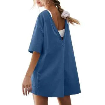 Stylish KT Women's Casual Oversized Romper with Deep Pockets, Chic Blue Design for Ultimate Comfort