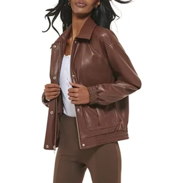 Levi's Women's Faux Leather Bomber Jacket in Chocolate Brown