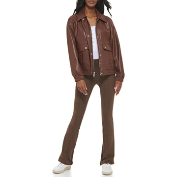 Levi's Women's Faux Leather Bomber Jacket in Chocolate Brown