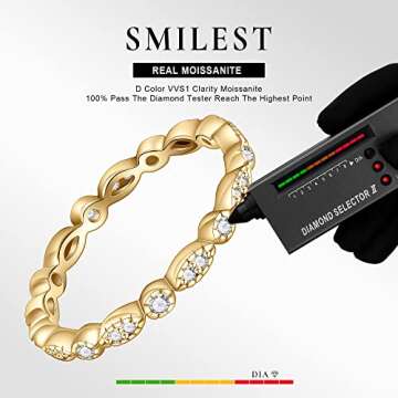 SMILEST Milgrain Marquise and Dot Band for Women, D Color VVS1 Clarity Lab Created Moissanite Half E...