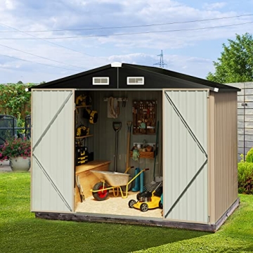 Aoxun Outdoor Storage Shed 8.1x5.3 FT Waterproof Metal Storage