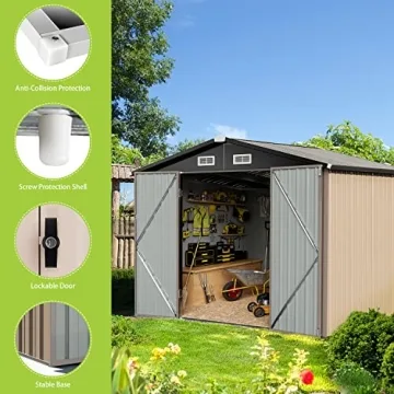 Aoxun Outdoor Storage Shed 8.1x5.3 FT Waterproof Metal Storage