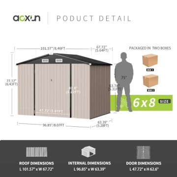 Aoxun Outdoor Storage Shed 8.1x5.3 FT Waterproof Metal Storage