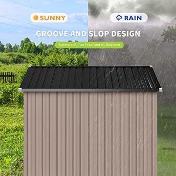 Aoxun Outdoor Storage Shed 8.1x5.3 FT Waterproof Metal Storage
