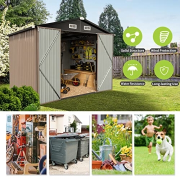 Aoxun Outdoor Storage Shed 8.1x5.3 FT Waterproof Metal Storage