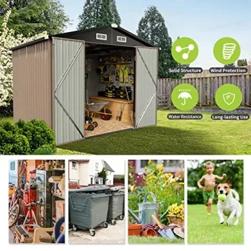 Aoxun Outdoor Storage Shed 8.1x5.3 FT Waterproof Metal Storage