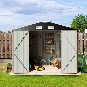 Aoxun Outdoor Storage Shed 8.1x5.3 FT Waterproof Metal Storage