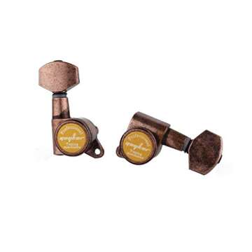 Guyker Guitar Locking Tuners (3L + 3R) - 1:18 Lock String Tuning Key Pegs Machine Head Replacement for ST TL SG LP Style Electric, Folk or Acoustic Guitars - Antique Bronze