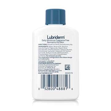 Lubriderm Daily Moisture Hydrating Unscented Body Lotion with Pro-Vitamin B5 for Normal-to-Dry Skin for Healthy-Looking Skin, Non-Greasy and Fragrance-Free Lotion, 1 fl. oz