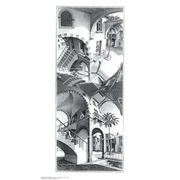 M.C. Escher High and Low Art Print - 17.75 x 31.25 Inches, Open Edition Fine Art Print
