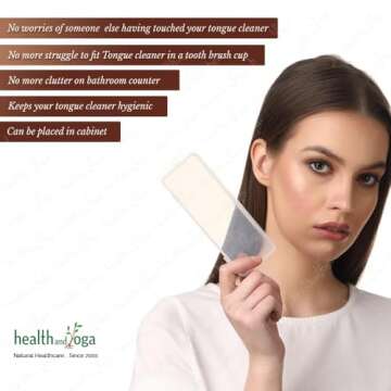 HealthAndYoga™ qSwipe Copper Tongue Cleaner Scraper - Hygienic, Non-Synthetic Grip – Tongue Brush Cleaner (Copper - 2-Pack)