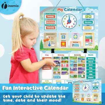 Magnetic Kids Calendar for Learning - Classroom, Preschool Magnet Calendar for Kids - Days of the We...