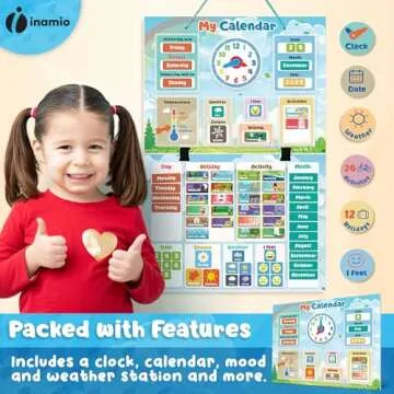 Magnetic Kids Calendar for Learning - Classroom, Preschool Magnet Calendar for Kids - Days of the Week Chart for Toddlers - Today, Monthly and Weather