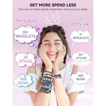 ARTDOT 1400 Pieces Letter Beads for Friendship Bracelets Making Kit, 28 Styles Assortment Jewelry Making Supplies Alphabet Beads Set with Cases Preppy Crafts Gifts