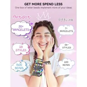 ARTDOT 1400 Pieces Letter Beads for Friendship Bracelets Making Kit, 28 Styles Assortment Jewelry Making Supplies Alphabet Beads Set with Cases Preppy Crafts Gifts