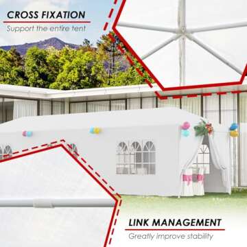 FDW Party Tent 10x30 Outdoor Gazebo Canopy with 8 Removable Sidewalls, Waterproof Wedding, Patio, – UV Protection for Events & Gatherings