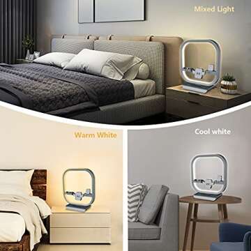 IIQ Desk Lamps for Home Office, Table Lamp with Wireless Charger, Desk Lamps with USB C/Type C & USB A Port, Modern Desk Lamp with Touch Control, Color Temperatures Memory Function (Black02)