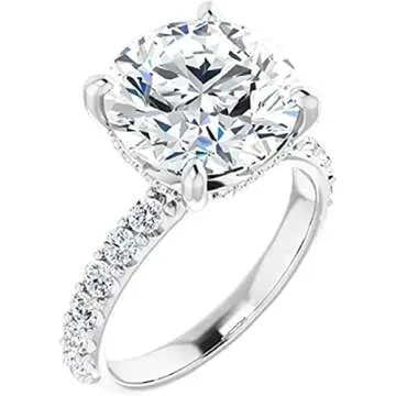 Moissanite World 5 CT Round Cut Colorless Moissanite Engagement Ring, Wedding/Bridal Ring Set, Solit...