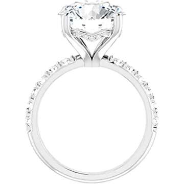 Moissanite World 5 CT Round Cut Colorless Moissanite Engagement Ring, Wedding/Bridal Ring Set, Solitaire Halo Style, Solid Sterling Silver Vintage Antique Anniversary Promise Ring Gift for Her (4)