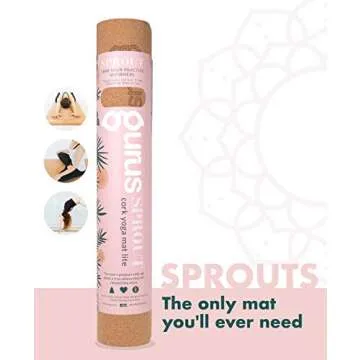 GURUS Sweat Proof Durable Cork Yoga Mat Thick Non Slip Exercise Mat for Home Workout (Sprout Yoga Ma...