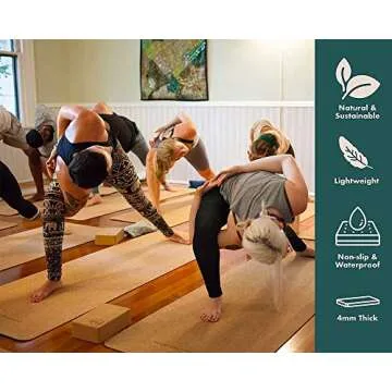 GURUS Durable Cork Yoga Mat Non Slip for Home Workouts