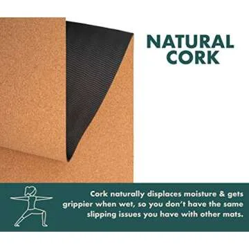 GURUS Durable Cork Yoga Mat Non Slip for Home Workouts