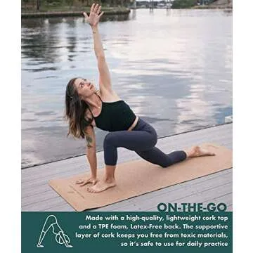 GURUS Durable Cork Yoga Mat Non Slip for Home Workouts