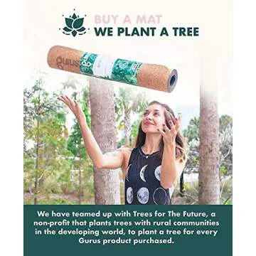GURUS Durable Cork Yoga Mat Non Slip for Home Workouts