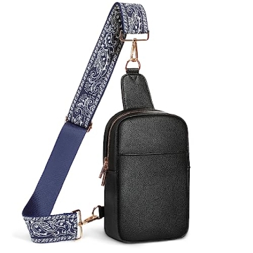 MoKo Vegan Leather Sling Bag - Adjustable Detachable Crossbody Bag for Daily Use