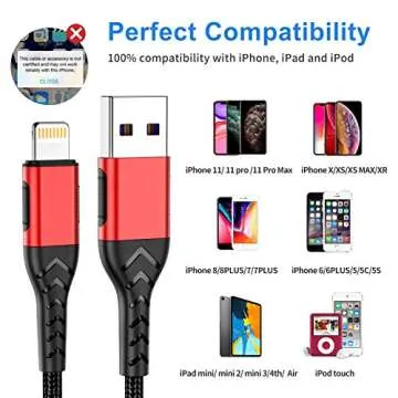 Durcord iPhone Charger, [MFi Certified] 3Pack 10FT USB A Cable for Long Charger Cable, Fast iPhone Charging Cord Compatible with with iPhone Xs Max/XS/XR/X/8/7/6S/6/Plus/SE/iPad(Red)
