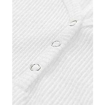 MEROKEETY Women's Short Sleeve V Neck Ribbed Knit Button T Shirts Henley Solid Color Summer Tops, White, S