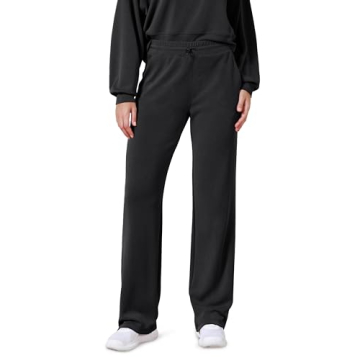 ODODOS Women's Modal Soft Wide Leg Pants with Pockets Adjustable Shockcord Pants-31 Inseam, Black, M...