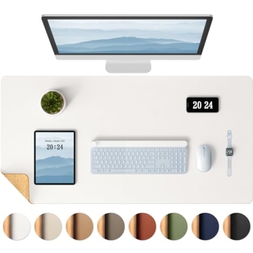Aothia Dual-Sided Desk Pad - Leather and Cork Desk Protector for Home Office