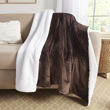 Genteele Sherpa Throw Blanket Super Soft Reversible Ultra Luxurious Plush Blanket, 50 x 60 inches, Brown/White