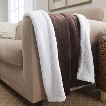 Genteele Sherpa Throw Blanket Super Soft Reversible Ultra Luxurious Plush Blanket, 50 x 60 inches, Brown/White