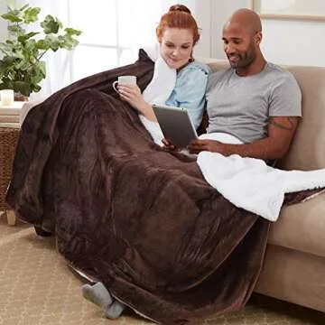 Genteele Sherpa Throw Blanket Super Soft Reversible Ultra Luxurious Plush Blanket, 50 x 60 inches, Brown/White