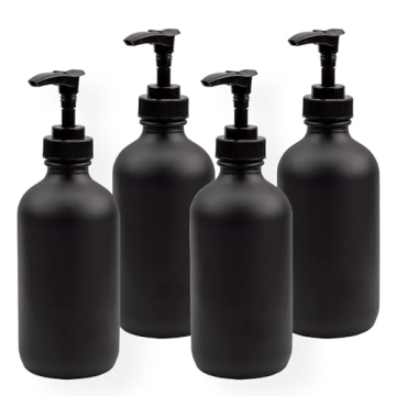 Sleek Black Glass Pump Bottles for Soap and Lotion