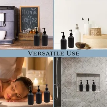 Sleek Black Glass Pump Bottles for Soap and Lotion