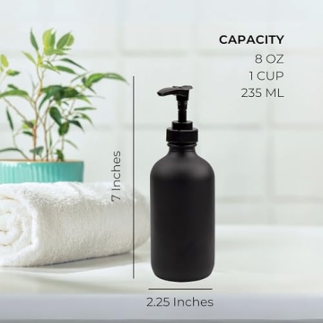 Sleek Black Glass Pump Bottles for Soap and Lotion
