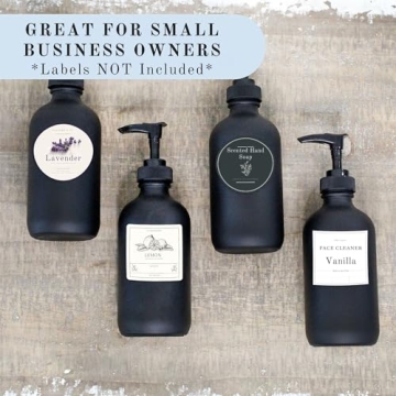 Sleek Black Glass Pump Bottles for Soap and Lotion