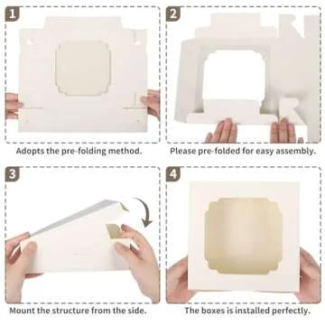 TOMNK 60pcs Cookie Boxes, 8x8x2.5 Inches Bakery Boxes with 2 Style Windows, Valentine's Day Boxes, White Bakery, Pastry, Dessert, Cake Boxes for Chocolate Strawberries Pie