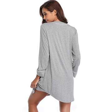 Comfortable Lusofie Nightgowns for Women - Long Sleeve V-Neck