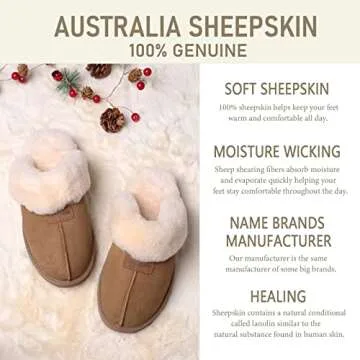 FUZZYFOAMS Genuine Australian Sheepskin Women Slippers
