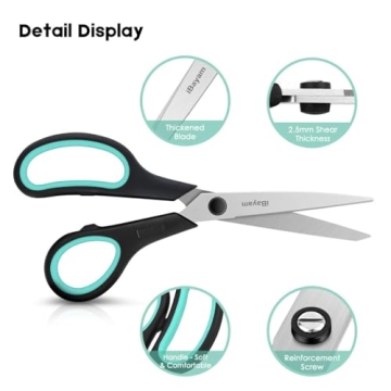 iBayam 3-Pack Heavy Duty Scissors with Comfort Grip