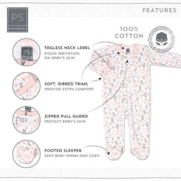 The Peanutshell Baby Sleepers for Girls Set of 3 - Newborn Baby Clothes, Soft Cotton Girl Footed Paj...