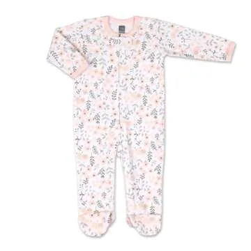 The Peanutshell Baby Sleepers for Girls Set of 3 - Newborn Baby Clothes, Soft Cotton Girl Footed Pajamas, Newborns & Infants Clothes Gift Set - Flower Pink