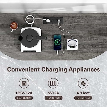 Zarler Bar Cart with LED Lights and Power Outlet