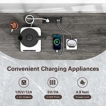 Zarler Bar Cart with LED Lights and Power Outlet